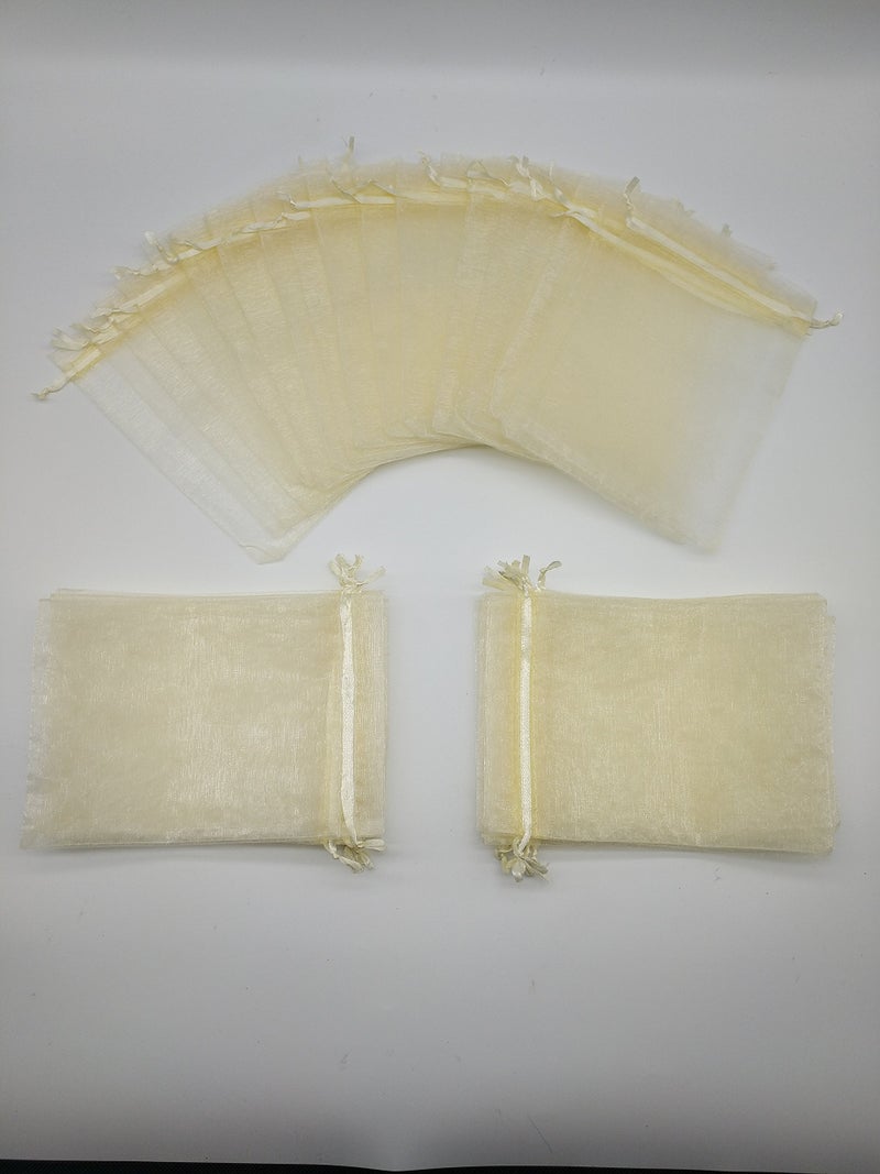 Ankirol 100pcs Sheer Organza Favor Bags 5x7'' For Wedding Gift Bags Samples Display Drawstring Pouches (Champagne) - Image 4